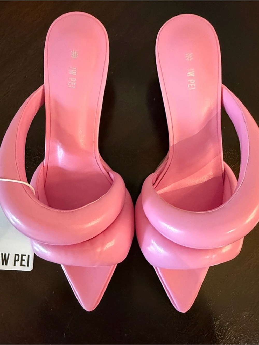 JW PEI Bubble Strap Pointed Mules in Pink
